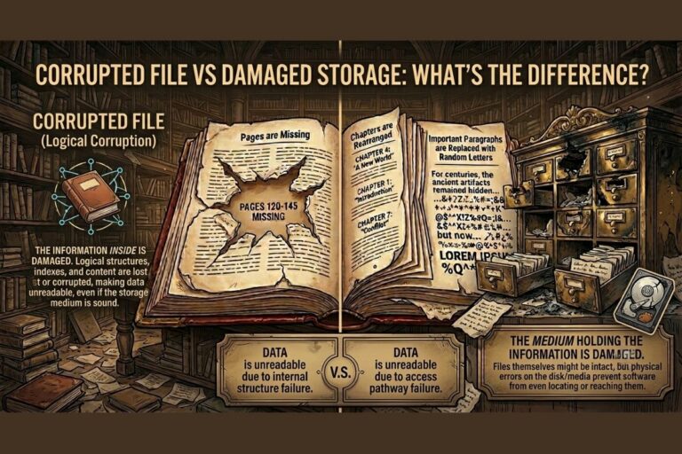 Corrupted File vs Damaged Storage