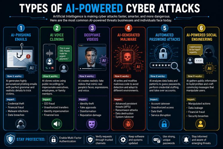 Types of AI-powered cyber attacks